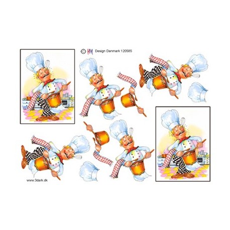 2 motiver med en kok, 3D ark