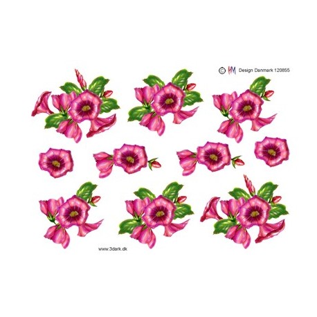 Pink blomster, 3D ark