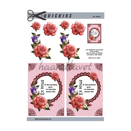 Cirkel med tekst og rose, Quickies card