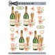 Champagne, glas og guldringe, 3D ark