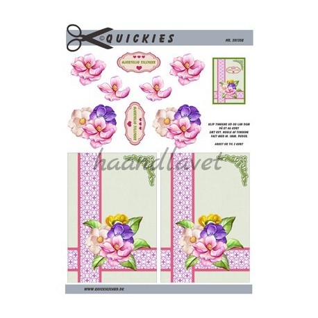 3 smukke blomster i ramme, Quickies card