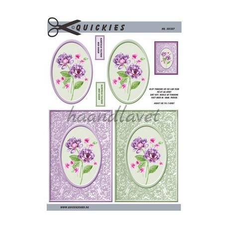 Flotte lilla blomster i ramme, Quickies card